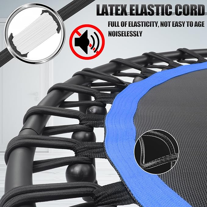 Newan 40"-48" Silent Mini Trampoline Fitness Trampoline Bungee Rebounder Jumping Cardio Trainer Workout for Adults-Max Limit 330lbs