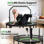BCAN 40"/48" Rebounder Trampoline for Adult, 450/550LBS Fitness Trampoline with Bungees, Adjustable Handle, Stable & Quiet, Indoor Outdoor, Whole-Body Workout & Relaxation at Home for Women/Men