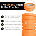 The Vinchu Foam Roller - Deep Tissue Massage Muscle Roller and Stretching Equipment for Sustainable Strength and Myofascial Trigger Point Release (Orange, L)