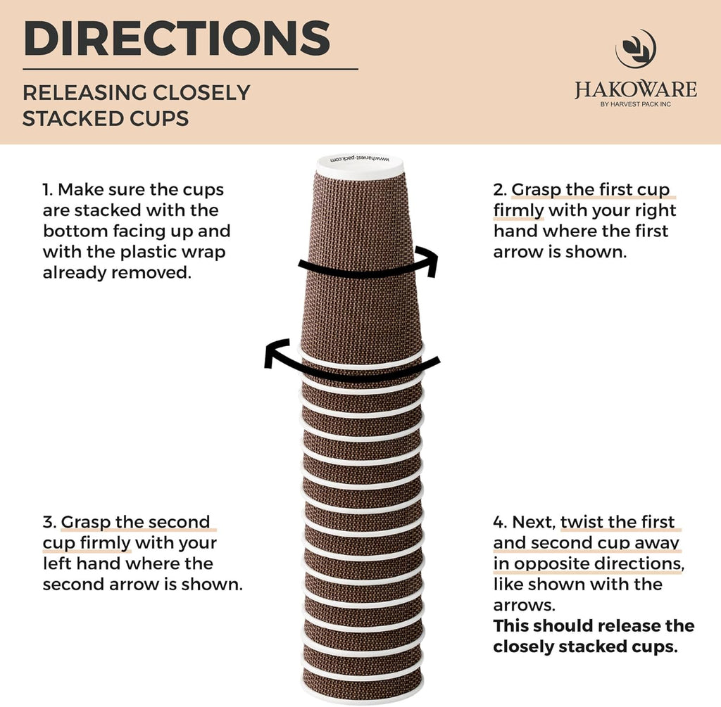 [100 SET]Harvest Pack 12 oz Disposable Coffee Cups, Insulated Ripple Double-Walled Paper Cups with Lids, Brown Geometric, Leak-Proof Drinking Cups for Tea Hot Chocolate Drinks To go coffee cups
