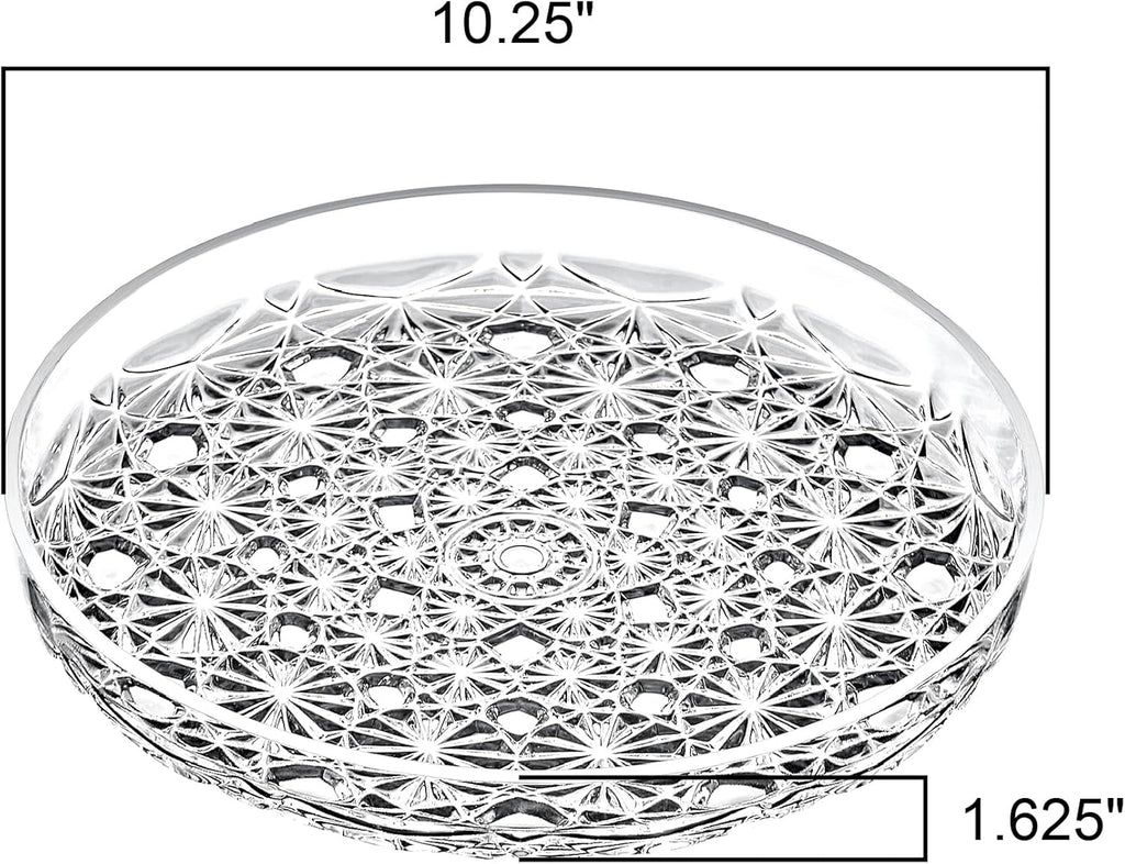 Amazing Abby - Luna - 2-Pack Acrylic Vanity Tray (10" Dia.), Plastic Bathroom Countertop Organizer, Round Coffee Table Tray, Clear Dish for Home Decor, Great for Makeup, Perfume, Jewelry, and More