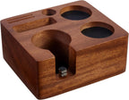 Tamping Station for Portafilters Solid Wood Espresso Accessories 5-Slot Organizer with Anti-Slip Base & Adjustable height (small)