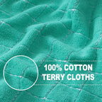 Homaxy 100% Cotton Terry Kitchen Towels(Turquoise, 13 x 28 inches), Checkered Designed, Soft and Super Absorbent Dish Towels, 6 Pack