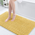 Arotive Luxury Chenille Bathroom Rug Mat, Extra Soft Thick Absorbent Shaggy Bath Rugs, Non-Slip Machine Wash Dry, Plush Bath Mats for Bathroom, Shower and Tub, 54x24, Yellow