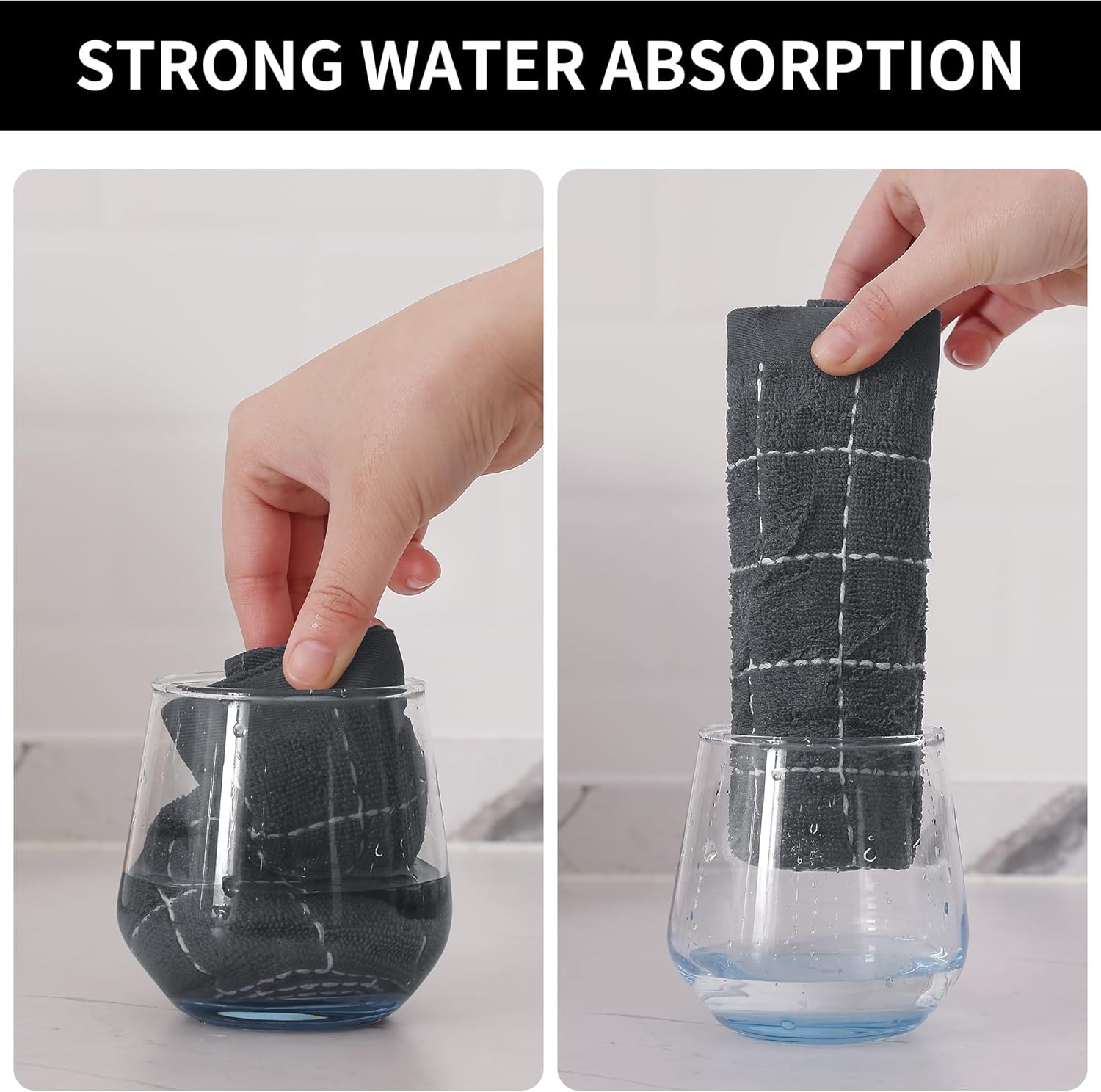 Homaxy 100% Cotton Terry Kitchen Dish Cloths, Ultra Soft and Absorbent Dish Towels for Kitchen, Suitable for Drying and Washing Dishes, 8 Pack, 12 x 12 Inches, Grey