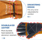 TICONN Welding Gloves, 1000°F Heat-Resistant Fireproof Leather Gloves for Welders, Stick, Forge, Mig, Tig, BBQ, Baking, Oven