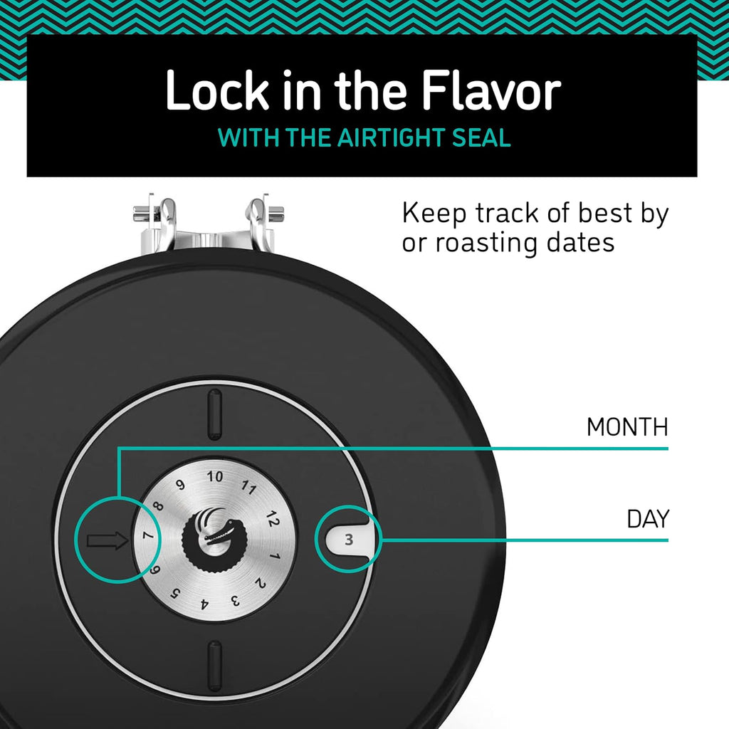 Coffee Gator Coffee Storage - 11oz Small Stainless Steel Tea and Sugar Containers - Stainless Steel Canisters with Date-Tracker, CO2 Valve for Freshness & Scoop - Silver