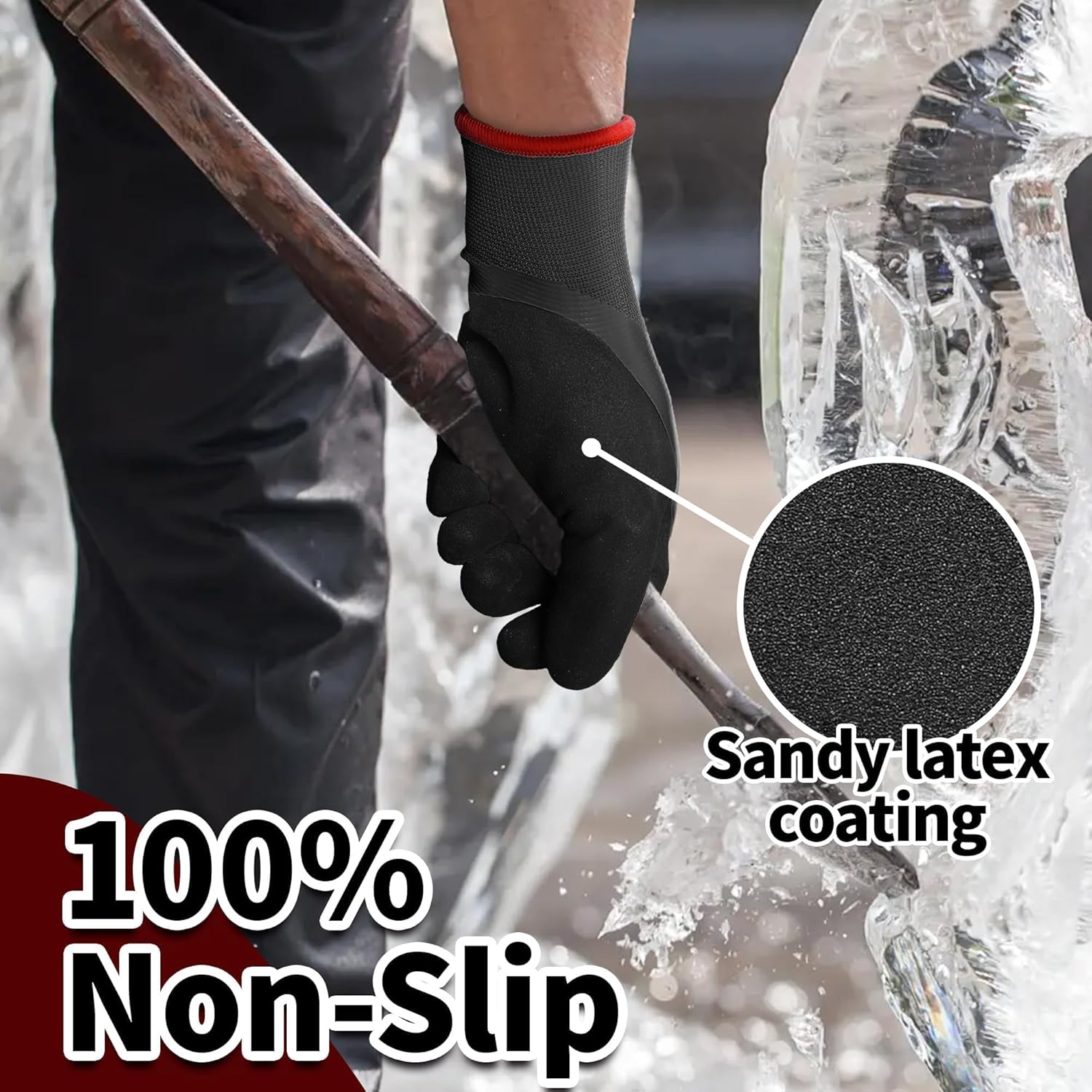 Schwer 2 Pairs FreezeGuard Winter Work Gloves, ANSI A2 Cut Resistant Freezer Gloves for Outdoor Cold Weather Keep Hands Warm, Waterproof Gloves for Shoveling Snow, Ice Fishing, XL