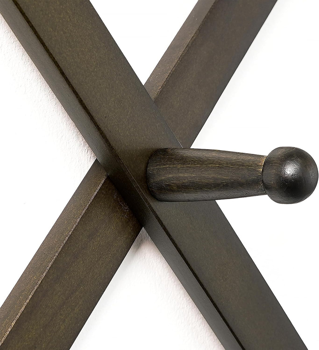 Dseap Accordion Wall Hanger:16'' High Wooden Wall Expandable Coat Rack,Hat Rack Holder,Accordion Hook for Baseball Caps,Coats,16 Peg Hooks,Dark Walnut