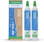 Soda Sense 60L CO2 Exchange Canister - 2 Pack, Threaded Style - Compatible with All 'Screw-In' Soda/Sparkling Water Makers, Including SodaStream BLUE Cylinder Models, Ninja Thirsti, Philips & More