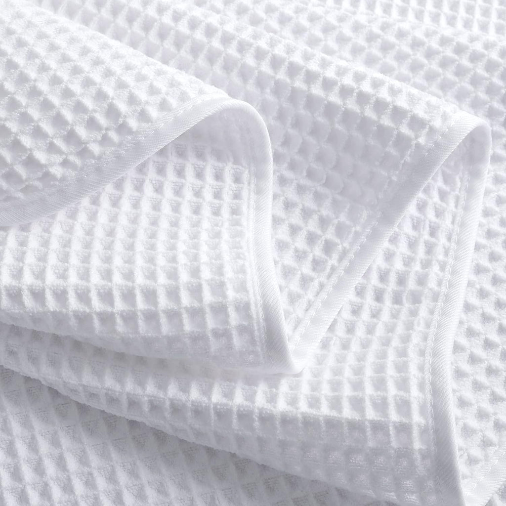 POLYTE Microfiber Oversize Quick Dry Lint Free Bath Towel, 60 x 30 in, 4 Pack (Waffle Weave)