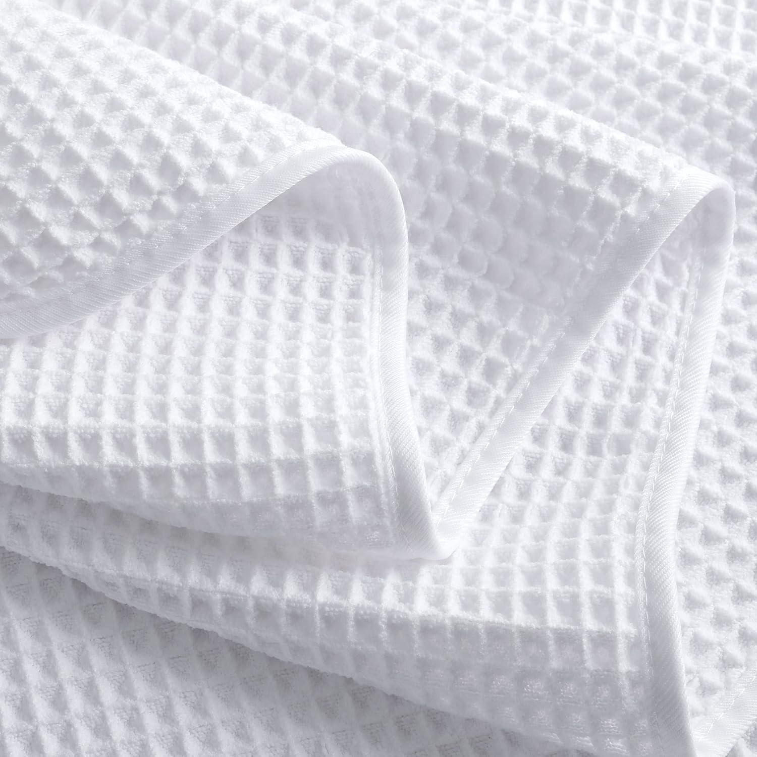 POLYTE Microfiber Oversize Quick Dry Lint Free Bath Towel, 60 x 30 in, 4 Pack (Waffle Weave)