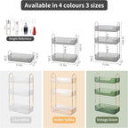 YCIA&DONE Bathroom Organizer Countertop, Makeup Storage, Skincare Cosmetic Tray Shelf, Perfume Holder Rack for Vanity Counter, Large Capacity, Easy to Install, Clean, 3 Tiers, Smoky Gray