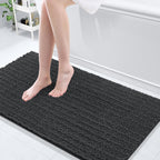 Arotive Luxury Chenille Bathroom Rug Mat, Extra Soft Thick Absorbent Shaggy Bath Rugs, Non-Slip Machine Wash Dry, Plush Bath Mats for Bathroom, Shower and Tub, 54x24, Dark Grey