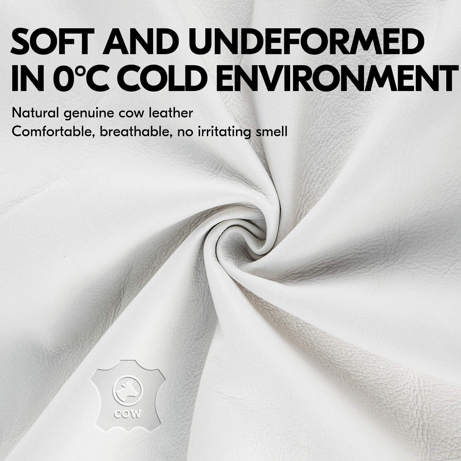 Vgo... Lined Winter Cow Grain Leather Gloves, 32℉ or Above (1 Pair,Size XL, Cream, CA9501F)