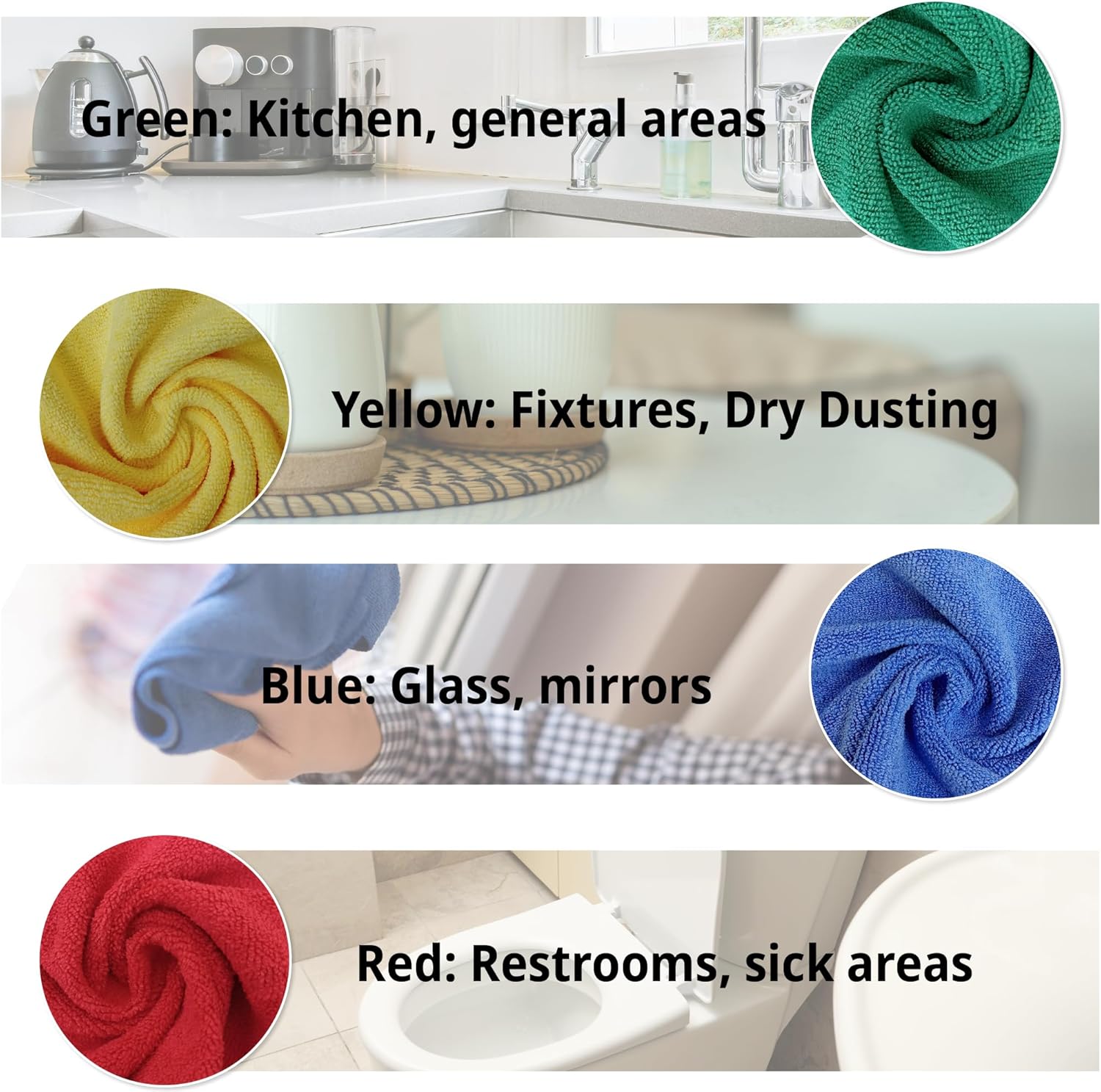 EvaClean Premium Microfiber Cleaning Cloth 16"x16" - Reusable, Washable, Non-Scratch, Microfiber Towels for Cleaning, Dusting, Polishing, High Absorbency & Durability, Red, 12-Pack