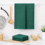 Kitinjoy 100% Cotton Waffle Weave Kitchen Towels, 8-Pack Super Soft and Absorbent Dish Towels for Drying Dishes, Kitchen Hand Towels, 13 in x 28 in, Dark Green