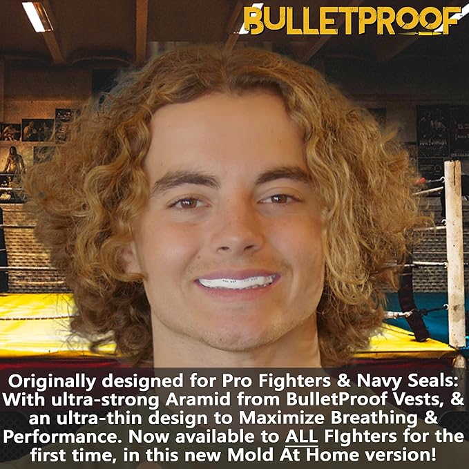 Bulletproof: World’s Thinnest Most Breathable Mouthguard is 3X Stronger! Football MMA Hockey Rugby Basketball BJJ Lacrosse Boxing Sports Mouth Guard Grinding Teeth. Men Women Adult Youth Kids Braces