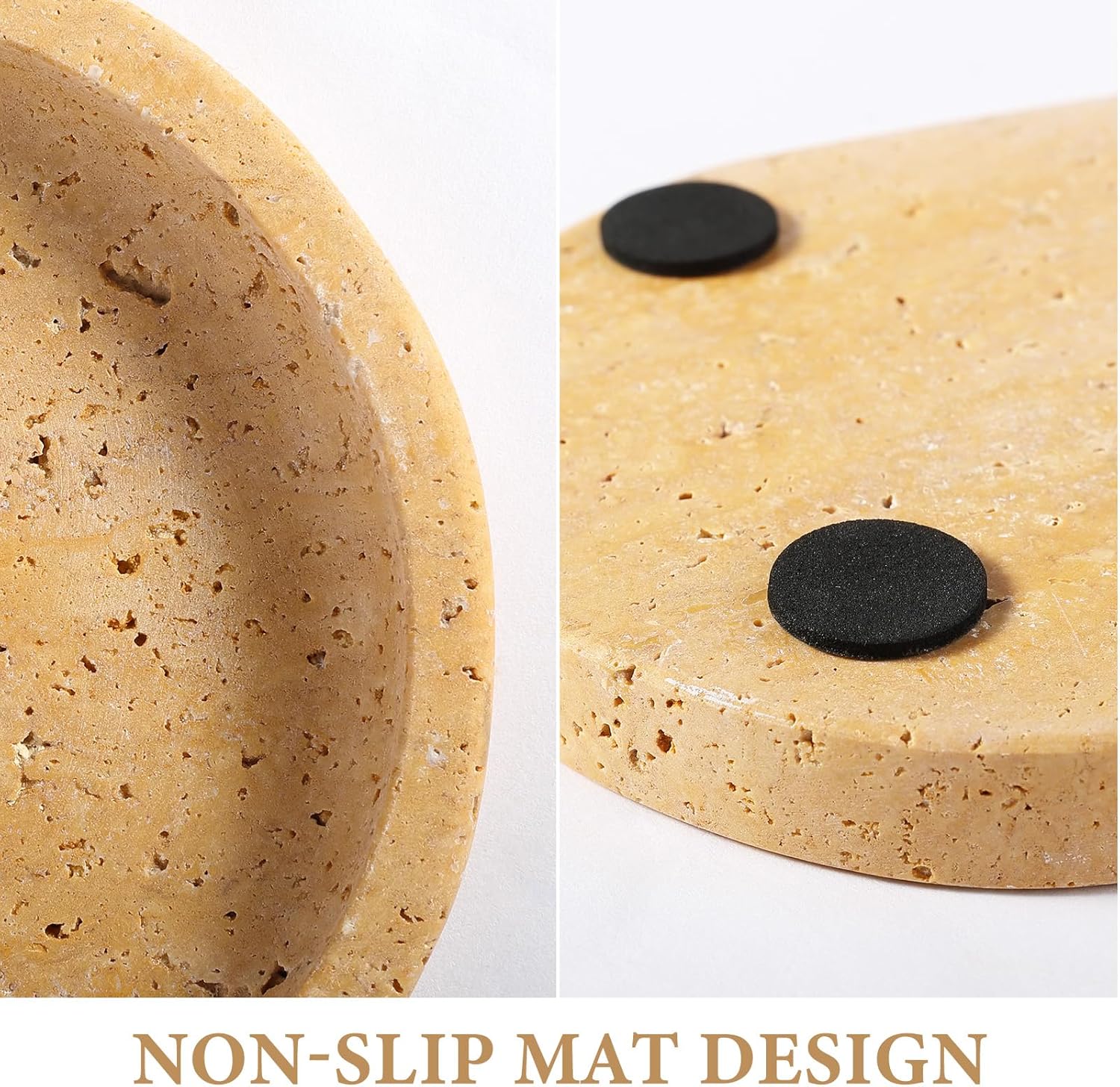 Koville Natural Travertine Tray for Bathroom Vanity, Noble Golden Yellow Bathroom Marble Trays for Countertop Organizer, Decorative Home Décor Catchall Tray for Perfume, Candles, Jewelry Dish Trays