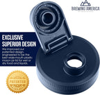 Brewing America Creamer Jar with Pouring Lid, 1 Pint (16 oz) Azure Mason Jar with Blue Wide Mouth Pour Lid for Milk, Sugar, and Cream, 1-Pack (Old Glory Blue)