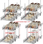 DINDON Pull Out Cabinet Organizer (14" W X 21" D), Cabinet Pull Out Shelves, 2 Tier Pull Out Drawers for Kitchen Cabinets, Wire Basket Slide Out Shelf for Cabinet Organization in Kitchen, Pantry