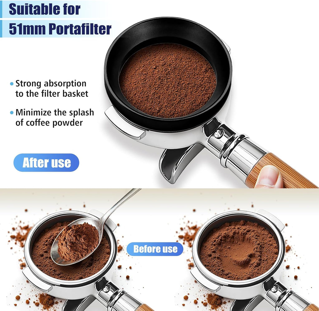 58.5mm Espresso Dosing Funnel and Puck Screen Set, Espresso Coffee Dosing Ring & 1.7mm 316 Stainless Steel Espresso Portafilter for Coffee Portafilter Filter Basket