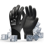 Waterproof Gloves for Men and Women, Freezer Gloves with Grip, Double Nitrile Dipped for Extreme Oil Repellent, for Construction, Mechanics, Mining, Plumbing, Black, Small