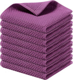 Kitinjoy 100% Cotton Kitchen Dish Cloths, 8 Pack Waffle Weave Ultra Soft Absorbent Dish Towels for Drying Dishes Quick Drying Kitchen Towels Dish Rags, 12 X 12 Inches, Violet