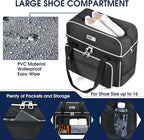 CAB55 2 Ball Bowling Bag with 4 Wheels, Double Bowling Ball Bag with Separate Shoe Compartment, (Up To US Men Size 16), and Multiple Multifunctional Accessory Pockets