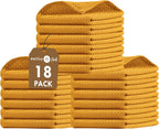 Native Fab 18 Pack Waffle Dish Cloths - 100% Cotton, Absorbent, Quick Drying, Washable Towels for Cleaning, Cooking, Baking - Great for Home, Restaurants, Bars & Cafes - 12 x 12 inch, Mustard Yellow