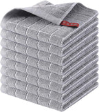 Homaxy 100% Cotton Terry Kitchen Dish Cloths, Ultra Soft and Absorbent Dish Towels for Kitchen, Suitable for Drying and Washing Dishes, 8 Pack, 12 x 12 Inches, Light Grey