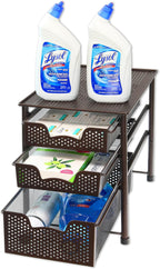 Simple Houseware Stackable 3 Tier Sliding Basket Organizer Drawer, Bronze