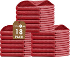 Native Fab Waffle 18 Pack Dish Cloths - 100% Cotton, 12"x12", Absorbent, Quick Drying, Washable Towels for Cleaning, Cooking & Baking - Ideal for Home, Hotels, Bars, Restaurants, Multiple Use - Red