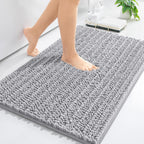Arotive Luxury Chenille Bathroom Rug Mat, Extra Soft Thick Absorbent Shaggy Bath Rugs, Non-Slip Machine Wash Dry, Plush Bath Mats for Bathroom, Shower and Tub, 30x20, Light Grey