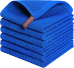 Kitinjoy 100% Cotton Kitchen Dish Cloths, 6 Pack Waffle Weave Ultra Soft Absorbent Dish Towels for Drying Dishes Quick Drying Kitchen Towels Dish Rags, 12 X 12 Inches, Blueberry