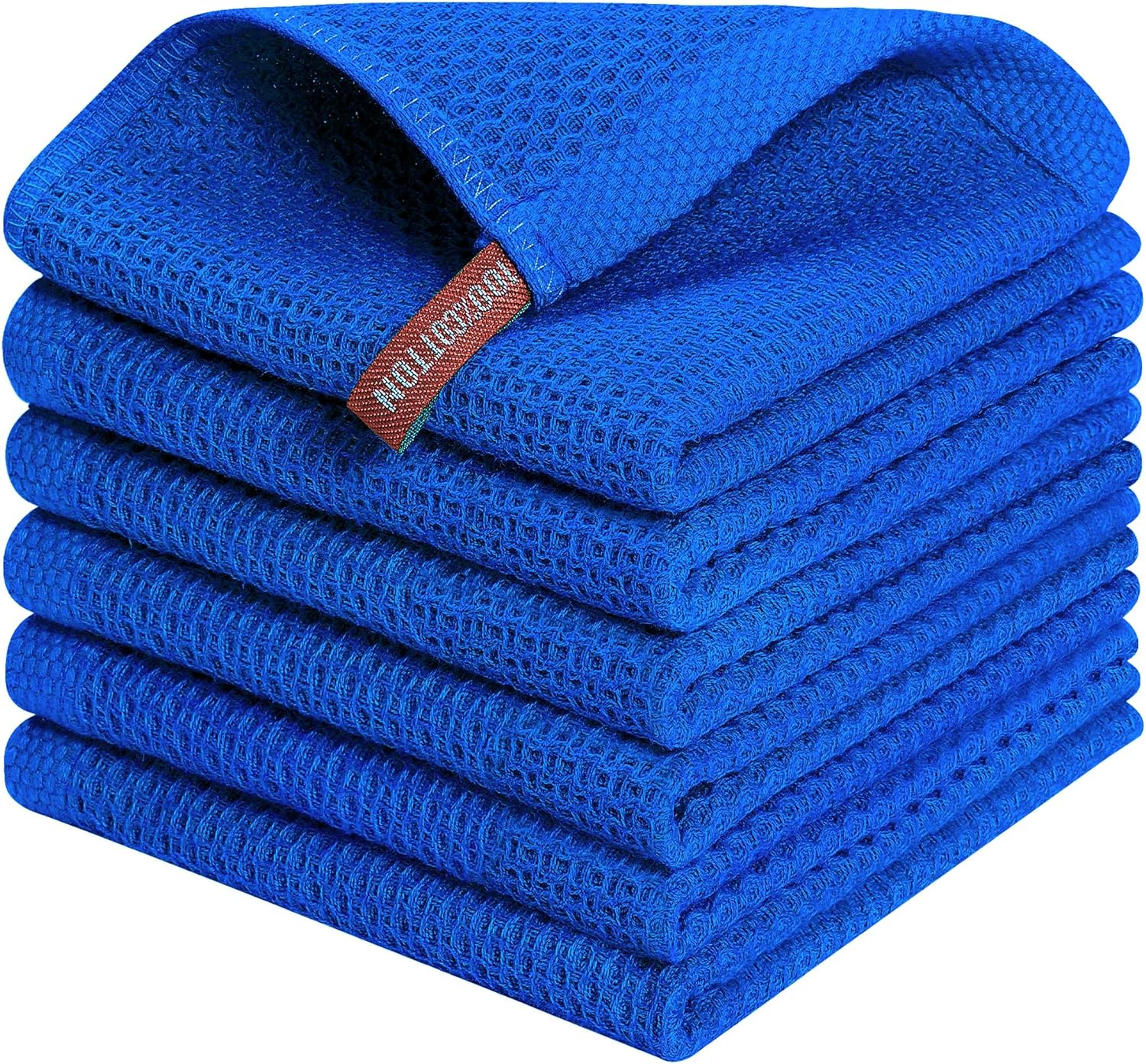 Kitinjoy 100% Cotton Kitchen Dish Cloths, 6 Pack Waffle Weave Ultra Soft Absorbent Dish Towels for Drying Dishes Quick Drying Kitchen Towels Dish Rags, 12 X 12 Inches, Blueberry
