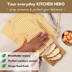 Native Fab 12 Pack Mini Check Yellow Kitchen Towels 16"x26" - Gingham Plaid Cotton Dish Towels - Absorbent Dishcloth Set, Soft Reusable Towel with Hanging Loop - Yellow White