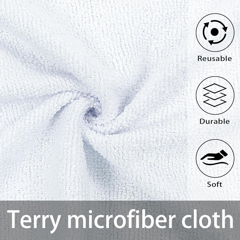 Greenfound Microfiber Cleaning Cloth Roll -80 Pack, 11.5x11.5, Tear Away Towels, Reusable and Washable Rags, White