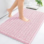 Arotive Luxury Chenille Bathroom Rug Mat, Extra Soft Thick Absorbent Shaggy Bath Rugs, Non-Slip Machine Wash Dry, Plush Bath Mats for Bathroom, Shower and Tub, 36x24, Pink