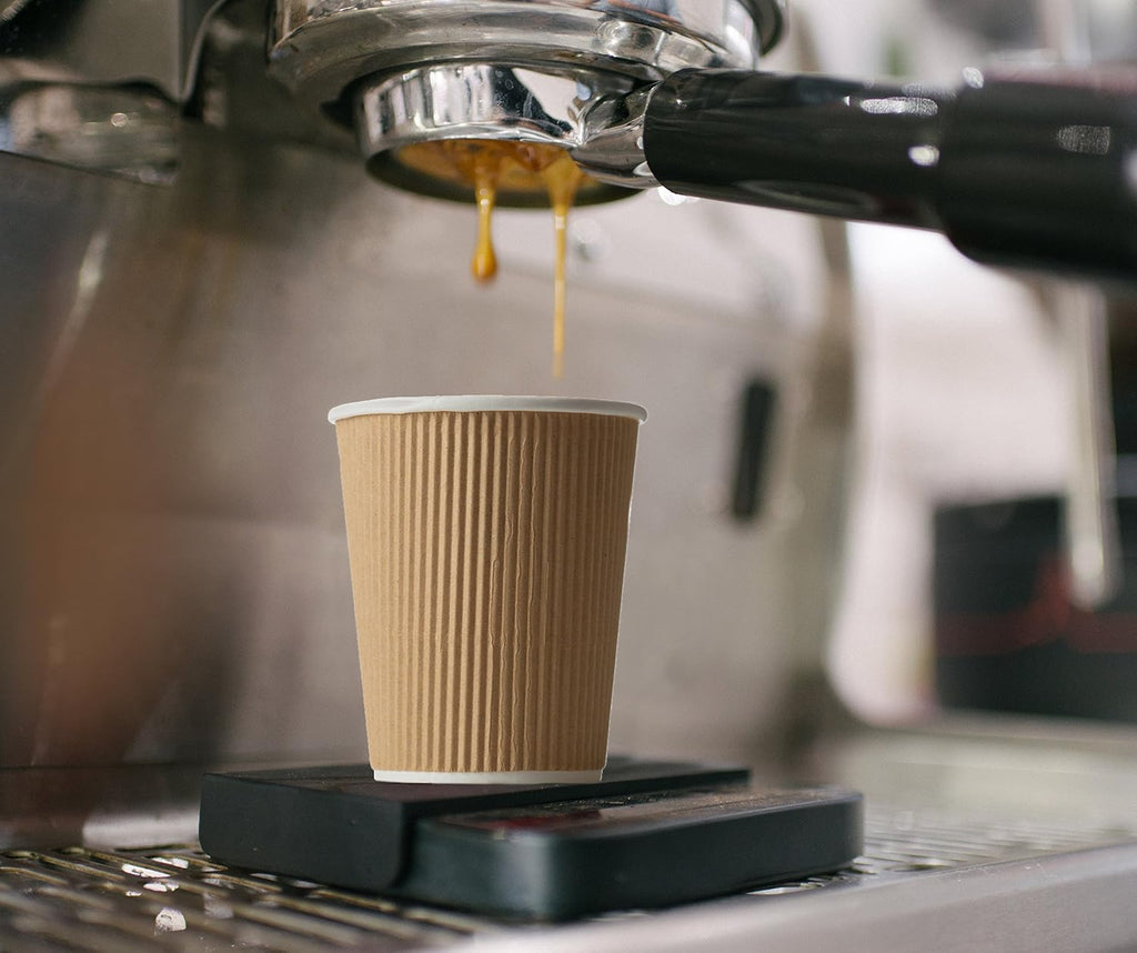 NYHI 150 10 oz Ripple Kraft Paper Cups Brown Hot Cold Cups 3 Layer Rippled Small Insulated Disposable Coffee Cups for Cappuccino Hot Cocoa or Iced Drinks