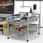 Simple Houseware Stackable 2 Tier Sliding Basket Organizer Drawer, Silver