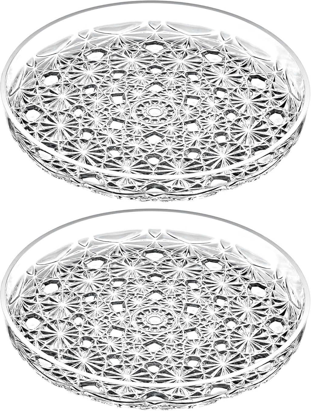 Amazing Abby - Luna - 2-Pack Acrylic Vanity Tray (10" Dia.), Plastic Bathroom Countertop Organizer, Round Coffee Table Tray, Clear Dish for Home Decor, Great for Makeup, Perfume, Jewelry, and More