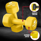 Neoprene Coated Workout Dumbbells set of 2 – Anti Roll, Non Slip with Smooth Grip Fitness & Exercise Dumbbells – Hexagon Shaped Hand Weights for Women & Men – Best Choice for Gyms & home use