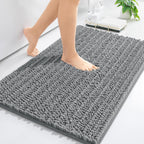 Arotive Luxury Chenille Bathroom Rug Mat, Extra Soft Thick Absorbent Shaggy Bath Rugs, Non-Slip Machine Wash Dry, Plush Bath Mats for Bathroom, Shower and Tub, 34x21, Grey