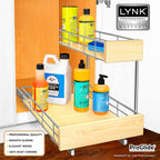 LYNK PROFESSIONAL® SELECT™ Pull Out Under Sink Kitchen Cabinet Organizer - 11.5 in. x 18 inch deep Drawer - Sliding Shelf Organizer and Undersink Storage Shelves - Lifetime Ltd. Warranty – Chrome