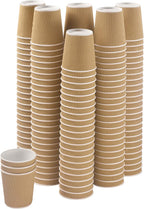 NYHI 150 6 oz Ripple Kraft Paper Cups Brown Hot Cold Cups 3 Layer Rippled Small Insulated Disposable Coffee Cups for Cappuccino Hot Cocoa or Iced Drinks