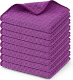 Homaxy Microfiber Waffle Weave Kitchen Dish Cloths, 12 x 12 Inch Ultra Absorbent and Solid Color Dish Towels for Kitchen Fast Drying Dishcloth for Washing Dishes, 8 Pack, Purple