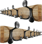SKOLOO 43-Inch Wood Burnt Coat Rack Wall Mount with 8 Triple Hooks - Ideal for Family Entrances, Classrooms, and Pet Supplies Storage - Perfect Coat Hooks for Wall, Pack of 2