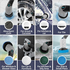 YKYI Electric Spin Scrubber,Cordless Electric Cleaning Brush,Power Scrubber with 8 Replaceable Brush Heads,3 Adjustable Speeds,Voice Broadcast,Shower Scrubber with Long Handle for Bathtub Tile Floor