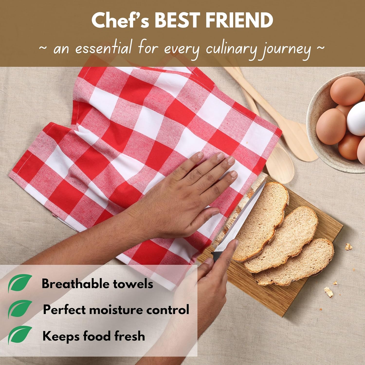 Native Fab 12-Pack Kitchen Towel with Hanging Loop 16x26 inches, Cotton Buffalo Check Kitchen Towels for Cleaning Drying, Washcloths Soft & Absorbent Cloth Rags, Bar Towel, Dish Cloth, Red